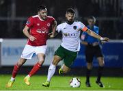 20 October 2017; Killian Brennan of St Patrick's Athletic in action against Greg Bolger of Cork City during the SSE Airtricity League Premier Division match between St Patrick's Athletic and Cork City at Richmond Park in Dublin. Photo by Stephen McCarthy/Sportsfile