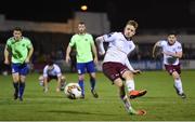 20 October 2017; Eoin McCormack of Galway United scores from a penalty during the SSE Airtricity League Premier Division match between Limerick FC and Galway United at Market's Field in Limerick. Photo by Matt Browne/Sportsfile