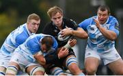 21 October 2017; Jonny Gray of Glasgow Warriors is tackled by Rhys Ruddock, left, Dan Leavy, centre, and Jack McGrath of Leinster, during the European Rugby Champions Cup Pool 3 Round 2 match between Glasgow Warriors and Leinster at Scotstoun in Glasgow, Scotland. Photo by Ramsey Cardy/Sportsfile
