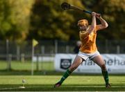 21 October 2017; Enda Rowland of Ireland takes a poc-out during the Shinty International match between Ireland and Scotland at Bught Park in Inverness, Scotland. Photo by Piaras Ó Mídheach/Sportsfile