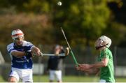21 October 2017; Ben Conroy of Ireland in action against Finlay MacRae of Scotland during the Shinty International match between Ireland and Scotland at Bught Park in Inverness, Scotland. Photo by Piaras Ó Mídheach/Sportsfile