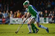 21 October 2017; Ross King of Ireland in action against Rory Kennedy of Scotland during the Shinty International match between Ireland and Scotland at Bught Park in Inverness, Scotland. Photo by Piaras Ó Mídheach/Sportsfile