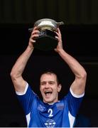 21 October 2017; Scotland captain Finlay MacRae lifts the cup after the Shinty International match between Ireland and Scotland at Bught Park in Inverness, Scotland. Photo by Piaras Ó Mídheach/Sportsfile