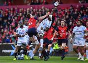 21 October 2017; Yannick Nyanga of Racing 92 in action against Darren Sweetnam of Munster during the European Rugby Champions Cup Pool 4 Round 2 match between Munster and Racing 92 at Thomond Park in Limerick. Photo by Brendan Moran/Sportsfile