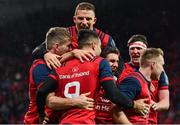 21 October 2017; Munster players celebrate after their team mate Conor Murray, center, scores their side's first try during the European Rugby Champions Cup Pool 4 Round 2 match between Munster and Racing 92 at Thomond Park in Limerick. Photo by Brendan Moran/Sportsfile