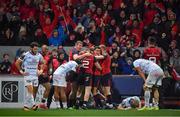 21 October 2017; Munster players celebrate their second try scored by Andrew Conway during the European Rugby Champions Cup Pool 4 Round 2 match between Munster and Racing 92 at Thomond Park in Limerick. Photo by Brendan Moran/Sportsfile