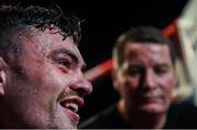 21 October 2017; Tyrone McKenna is interviewed by Sky Sports after he defeated Renald Garrido in their Super-Lighweight bout at the SSE Arena in Belfast. Photo by David Fitzgerald/Sportsfile