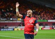 21 October 2017; Simon Zebo of Munster acknowledges supporters after the European Rugby Champions Cup Pool 4 Round 2 match between Munster and Racing 92 at Thomond Park in Limerick. Photo by Diarmuid Greene/Sportsfile