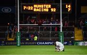 21 October 2017; Leone Nakawara of Racing 92 reacts after the European Rugby Champions Cup Pool 4 Round 2 match between Munster and Racing 92 at Thomond Park in Limerick. Photo by Diarmuid Greene/Sportsfile