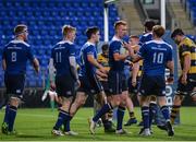 21 October 2017; Ciarán Frawley of Leinster A, centre, celebrates with teammates after scoring their sides second try during the British & Irish Cup Round 2 match between Leinster A and Cardiff Blues Premiership Select at Donnybrook Stadium in Donnybrook, Dublin. Photo by Sam Barnes/Sportsfile