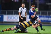 21 October 2017; Peadar Timmins of Leinster A is tackled by Sean Moore of Cardiff Blues Premiership Select during the British & Irish Cup Round 2 match between Leinster A and Cardiff Blues Premiership Select at Donnybrook Stadium in Donnybrook, Dublin. Photo by Sam Barnes/Sportsfile