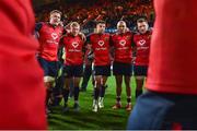21 October 2017; Munster players Billy Holland, Keith Earls, Conor Murray, Simon Zebo, and CJ Stander in a huddle after the European Rugby Champions Cup Pool 4 Round 2 match between Munster and Racing 92 at Thomond Park in Limerick. Photo by Diarmuid Greene/Sportsfile