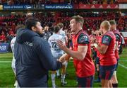 21 October 2017; Peter O’Mahony of Munster exchanges a handshake with Ben Tamelfuna of Racing 92 after the European Rugby Champions Cup Pool 4 Round 2 match between Munster and Racing 92 at Thomond Park in Limerick. Photo by Diarmuid Greene/Sportsfile