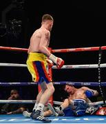 21 October 2017; James Tennyson after knocking out Darren Traynor during their WBA International Super-Featherweight Title bout at the SSE Arena in Belfast. Photo by David Fitzgerald/Sportsfile