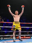 21 October 2017; James Tennyson celebrates after knocking out Darren Traynor during their WBA International Super-Featherweight Title bout at the SSE Arena in Belfast. Photo by David Fitzgerald/Sportsfile