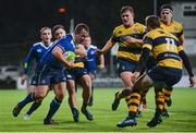 21 October 2017; Bryan Byrne of Leinster A in action against Ben Thomas, left, and Kyle Evans of Cardiff Blues Premiership Select during the British & Irish Cup Round 2 match between Leinster A and Cardiff Blues Premiership Select at Donnybrook Stadium in Donnybrook, Dublin. Photo by Sam Barnes/Sportsfile