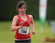 28 July 2012; Sarah Timoney,Tir Chonaill A.C., Co. Donegal, in action during the Girl's Under-16 2,000m walk event. Woodie’s DIY Juvenile Track and Field Championships of Ireland, Tullamore Harriers Stadium, Tullamore, Co. Offaly. Picture credit: Tomas Greally / SPORTSFILE