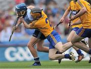 12 August 2012; Oisin O'Rorke, Dublin, is fouled by Shane O'Brien, Clare, which resulted in a penalty. Electric Ireland GAA Hurling All-Ireland Minor Championship Semi-Final, Clare v Dublin, Croke Park, Dublin. Picture credit: Pat Murphy / SPORTSFILE