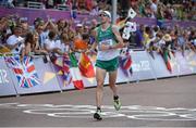 12 August 2012; Ireland's Mark Kenneally crosses the finish line in the men's marathon where he finished in 57th place. London 2012 Olympic Games, Athletics, The Mall, Westminster, London, England. Picture credit: Brendan Moran / SPORTSFILE
