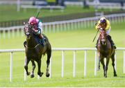 12 August 2012; Famous Names, with Pat Smullen up, on their way to winning the Keeneland Royal Whip Stakes from second place Born to Sea, with Johnny Murtagh up. Curragh Racecourse, the Curragh, Co. Kildare. Picture credit: Matt Browne / SPORTSFILE