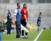 12 August 2012; Clare manager Eamon Fennessy approaches the linesman in the dying minutes of the match. Electric Ireland GAA Hurling All-Ireland Minor Championship Semi-Final, Clare v Dublin, Croke Park, Dublin. Picture credit: Brian Lawless / SPORTSFILE