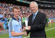12 August 2012; Dublin's Oisín O'Rorke is presented with his Electric Ireland Man of the Match Award by John Redmond, ESB Company Secretary. Electric Ireland Man of the Match at GAA Hurling All-Ireland Minor Championship Semi-Final, Croke Park, Dublin. Picture credit: Ray McManus / SPORTSFILE