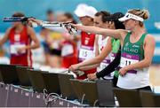 12 August 2012; Ireland's Natalya Coyle competes in the women's combined discipline of the modern pentathlon. London 2012 Olympic Games, Modern Pentathlon, Copper Box, Olympic Park, Stratford, London, England. Picture credit: Stephen McCarthy / SPORTSFILE
