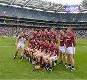 12 August 2012; The Galway goalkeeper James Skehill joins his Galway team mates for the pre match team photograph. GAA Hurling All-Ireland Senior Championship Semi-Final, Cork v Galway, Croke Park, Dublin. Picture credit: Ray McManus / SPORTSFILE