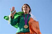 13 August 2012; Olympic champion Katie Taylor celebrates with her gold medal for boxing on her arrival home from the London 2012 Olympic Games. Bray, Co. Wicklow. Picture credit: Pat Murphy / SPORTSFILE