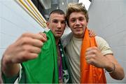 13 August 2012; Team Ireland's John Joe Nevin with Niall Horan from boyband &quot;One Direction&quot; on his arrival home from the London 2012 Olympic Games. Mullingar, Co. Westmeath. Picture credit: Barry Cregg / SPORTSFILE