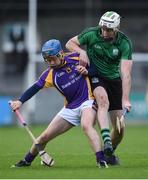 22 October 2017; Oisin O'Rourke of Kilmacud Crokes in action against Peter Kellaul of Lucan Sarsfields, during the Dublin County Senior Hurling Championship Semi-Final match between Kilmacud Crokes and Lucan Sarsfields at Parnell Park in Dublin. Photo by David Fitzgerald/Sportsfile