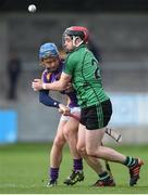 22 October 2017; Oisin O'Rourke of Kilmacud Crokes in action against Philip Smith of Lucan Sarsfields during the Dublin County Senior Hurling Championship Semi-Final match between Kilmacud Crokes and Lucan Sarsfields at Parnell Park in Dublin. Photo by David Fitzgerald/Sportsfile