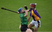 22 October 2017; Paul Crummey of Lucan Sarsfields in action against Damien Kelly of Kilmacud Crokes, during the Dublin County Senior Hurling Championship Semi-Final match between Kilmacud Crokes and Lucan Sarsfields at Parnell Park in Dublin. Photo by David Fitzgerald/Sportsfile