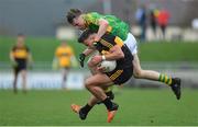22 October 2017; Micheál Burns of Dr. Crokes is tackled by Robert Wharton of South Kerry, during the Kerry County Senior Football Championship Final match between Dr. Crokes and South Kerry at Austin Stack Park, Tralee in Kerry. Photo by Brendan Moran/Sportsfile