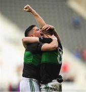 22 October 2017; Colin O’Brien, left, celebrates with Alan O’Donovan of Nemo Rangers after the Cork County Senior Football Championship Final Replay match between St Finbarr's and Nemo Rangers at Páirc Uí Chaoimh in Cork. Photo by Eóin Noonan/Sportsfile