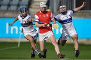 22 October 2017; Colm Cronin of Cuala on his way to scoring his side's first goal despite the tackle of James Cooke, left, and Ruairi Trianor of St Vincent's during the Dublin County Senior Hurling Championship Semi-Final match between Cuala and St Vincent's at Parnell Park in Dublin. Photo by David Fitzgerald/Sportsfile