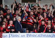 22 October 2017; Ballygunner joint captain Pauric Mahony lifts the trophy following his side's victory during the Waterford County Senior Hurling Final match between Ballygunner and De La Salle at Walsh Park in Waterford. Photo by Seb Daly/Sportsfile