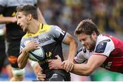 22 October 2017; Vincent Rattez of La Rochelle is tackled by Iain Henderson of Ulster during the European Rugby Champions Cup Pool 1 Round 2 match between La Rochelle and Ulster at Stade Marcel Deflandre, La Rochelle in France. Photo by John Dickson/Sportsfile