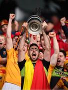 22 October 2017; Castlebar Mitchels captain Rory Byrne lifts the Moclair Cup following the Mayo County Senior Football Championship Final match between Ballintubber and Castlebar Mitchels at Elvery's MacHale Park in Castlebar, Mayo. Photo by Stephen McCarthy/Sportsfile