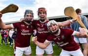22 October 2017; St Martin's players, from left, Conor Firman, Willie Devereux and Aaron Madock celebrate after the Wexford County Senior Hurling Championship Final match between Oulart-The Ballagh and St Martin's GAA Club at Innovate Wexford Park in Wexford. Photo by Matt Browne/Sportsfile