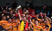 22 October 2017; Castlebar Mitchels captain Rory Byrne and team-mates celebrate with the Moclair Cup following the Mayo County Senior Football Championship Final match between Ballintubber and Castlebar Mitchels at Elvery's MacHale Park in Castlebar, Mayo. Photo by Stephen McCarthy/Sportsfile