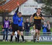 22 October 2017; Johnny Buckley of Dr. Crokes is shown a red card by referee Brendan Griffin during the Kerry County Senior Football Championship Final match between Dr. Crokes and South Kerry at Austin Stack Park, Tralee in Kerry. Photo by Brendan Moran/Sportsfile