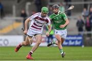 22 October 2017; Christopher McKaigue of Slaughtneil is tackled by Declan McManus of Ballygalget during the AIB Ulster GAA Hurling Senior Club Championship Final match between Ballygalget and Slaughtneil at Athletic Grounds in Armagh. Photo by Ramsey Cardy/Sportsfile