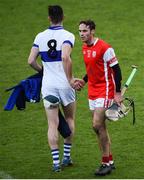 22 October 2017; Darragh O'Connell of Cuala shakes hands with Diarmuid Connolly of St Vincent's following the Dublin County Senior Hurling Championship Semi-Final match between Cuala and St Vincent's at Parnell Park in Dublin. Photo by David Fitzgerald/Sportsfile