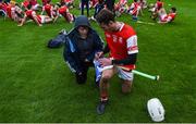 22 October 2017; Darragh O'Connell of Cuala signs a Dublin GAA jersey for a young supporter following the Dublin County Senior Hurling Championship Semi-Final match between Cuala and St Vincent's at Parnell Park in Dublin. Photo by David Fitzgerald/Sportsfile