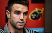 23 October 2017; Conor Murray of Munster during a Munster Rugby Press Conference at the University of Limerick in Limerick. Photo by Diarmuid Greene/Sportsfile