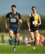 22 October 2017; Valdas Dopolskan, left, Lithuania, and Eoin Everard, Kilkenny City Harriers A.C., finish the Senior Men's event during the Autumn Open Cross Country Festival at the National Sports Campus in Abbotstown, Dublin. Photo by Cody Glenn/Sportsfile