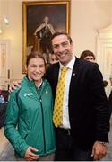 15 August 2012; Team Ireland boxing gold medallist Katie Taylor with Kenny Egan, boxing bronze medallist at the 2008 Olympic Games in Beijing, in attendance at a Team Ireland London 2012 Olympic Games Civic Reception. Mansion House, Dawson Street, Dublin. Picture credit: Stephen McCarthy / SPORTSFILE