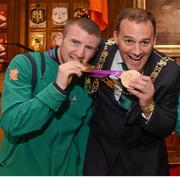 15 August 2012; Lord Mayor of Dublin Naoise O’Muirí with Team Ireland boxing bronze medallist Paddy Barnes at a Team Ireland London 2012 Olympic Games Civic Reception. Mansion House, Dawson Street, Dublin. Picture credit: Stephen McCarthy / SPORTSFILE