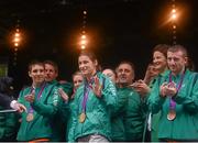 15 August 2012; Team Ireland boxing gold medallist Katie Taylor during a Team Ireland London 2012 Olympic Games Public Reception. Dawson Street, Dublin. Picture credit: Stephen McCarthy / SPORTSFILE